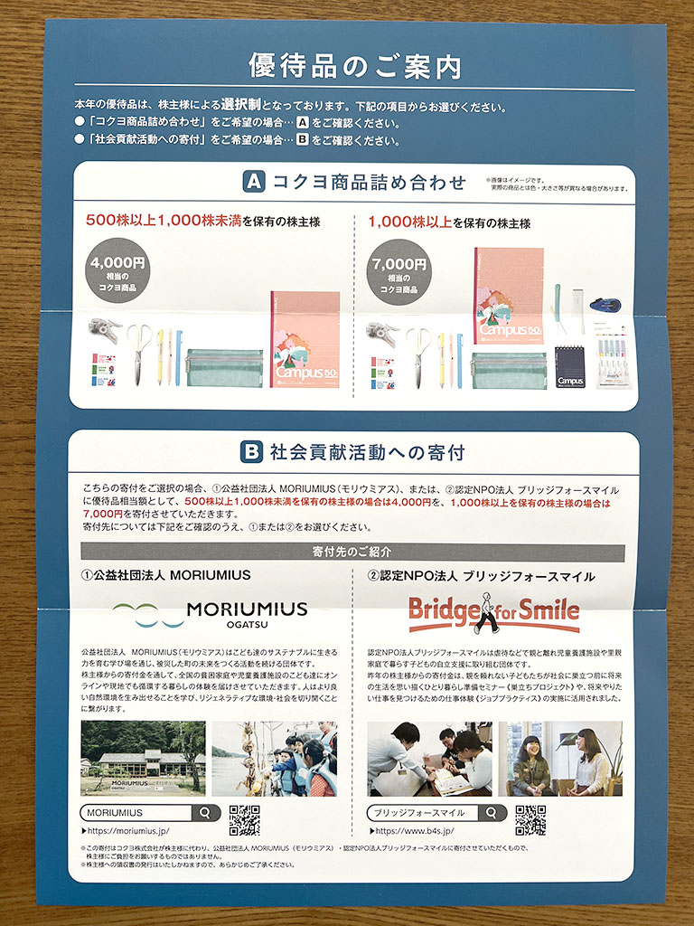 コクヨ優待案内2